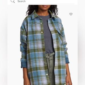 Monroe Plaid Wool Shirt Jacket Blue Green